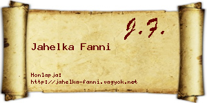 Jahelka Fanni névjegykártya